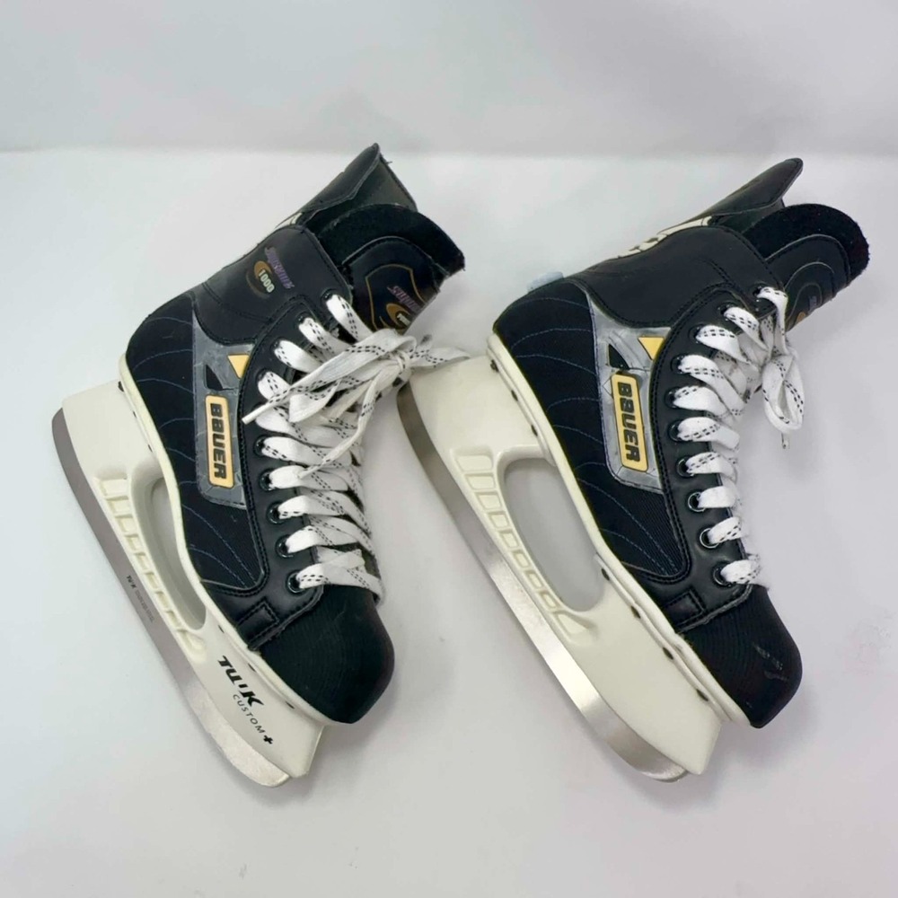 Bauer Supreme 1000 Hockey Skates TUUK Custom+ Stainless Steel US 9.5 Skate Puck
